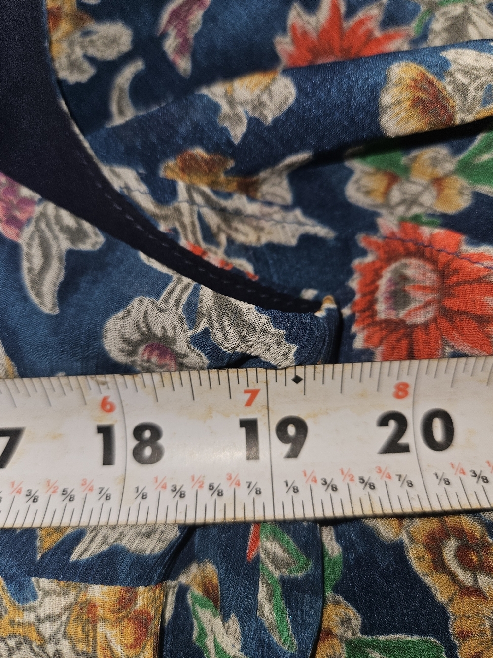 Lauren Ralph Lauren Floral Tiered Shift Dress Size 12 Navy Multicolor Crinkle Ge - Picture 5 of 8
